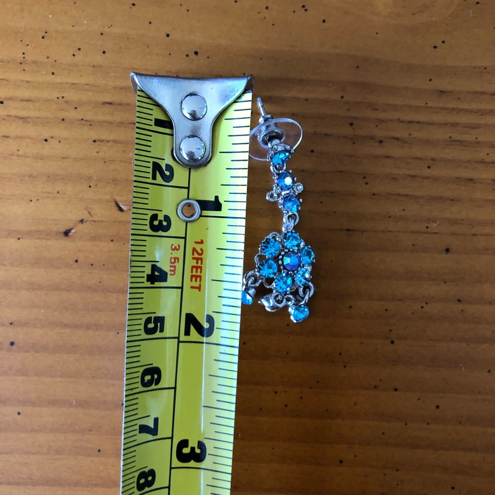 New Turquoise Rhinestone Statement Dangle Earrings - image 5